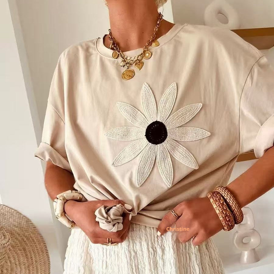 Round Neck Short-sleeved Top Women's