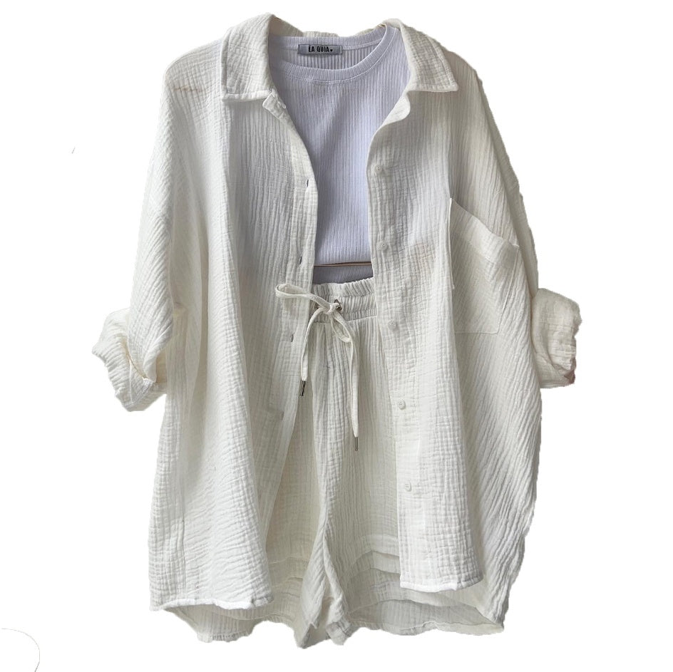 Spring Champray Lapel Long Sleeve Shirt High