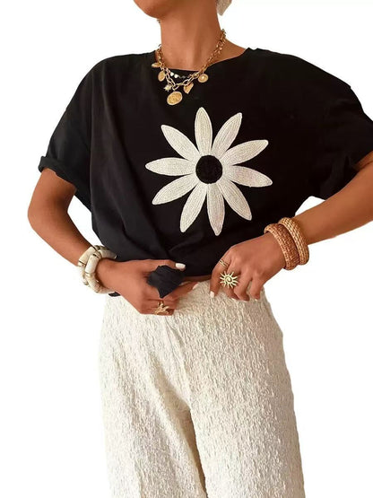 Round Neck Short-sleeved Top Women's