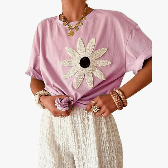 Round Neck Short-sleeved Top Women's
