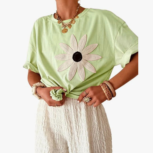 Round Neck Short-sleeved Top Women's